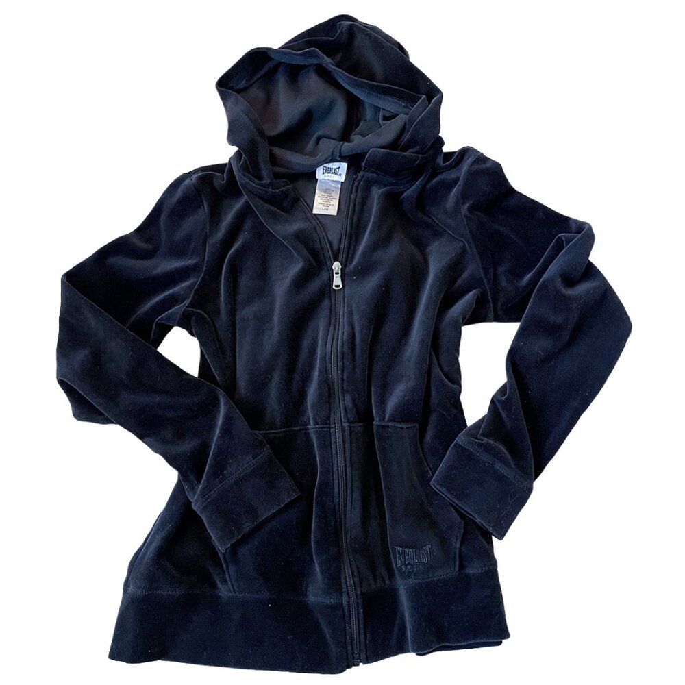 Everlast Sport Hoodie | Black Velour Zip Up Y2K